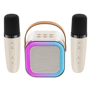 K12 Portable RGB Wireless Karaoke Microphone Speaker 2 Microphones for 5.5 Voice Control for Computer