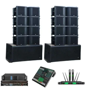 K3 LS218 18″ Subwoofer & 12″ Line Array DJ Speaker Set 2000W Peak Portable Professional Sound System for Church Party Club
