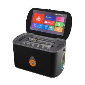 K90 Karaoke Machine with Display Screen Portable BT Speaker with 2 Rechargeable Mics for Home Outdoor Party Singing