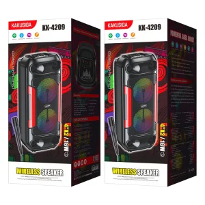 KAKUSIGA 4 Inches Party Box System Outdoor Speaker with Lights Bass Portable Wireless Dual 4 Speaker 5.2 RGB Party Soundbar