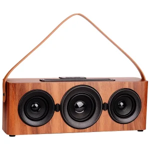 KBQ Super Bass Portable Stereo Subwoofer Bluetooth Bamboo Wooden Speaker