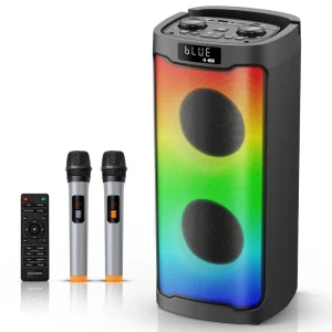 KENUO 50W RGB Portable Outdoor Subwoofer Karaoke Speaker Party Box Speaker With Mic