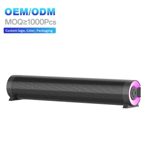 KENUO OEM Portable 10W 2.0CH TV Sound Bar RGB LED Light FM Radio Wireless Desktop Gaming Speaker Soundbar