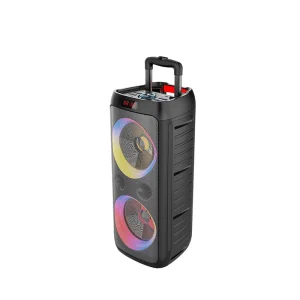 KENUO TWS 40W 8Inch*2 Bass Speaker LED Trolley DJ Party Box Speaker Karaoke