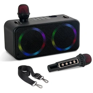 KENUO Wireless LED Light Family Party High Power Home Disco Sound Bar BT Karaoke Speaker With Microphone