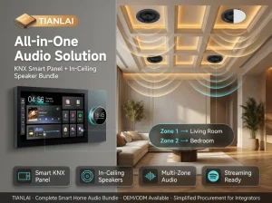 KNX Smart Panel Audio System Bundle Ceiling Speaker Kit Background Music AI for Luxury Villa Factory