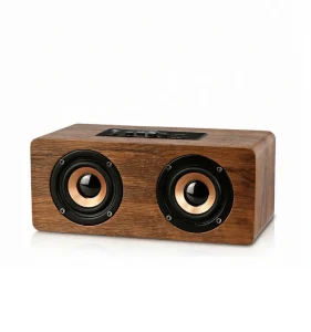 KTS1612 Mini Led Flashlight Usb Wireless Bt Outdoor Speakers with Fm Radio Wooden Bluetooth Speaker Dual Driver Wireless Speaker