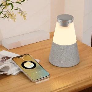 KUANGXIANG Gadgets Electronics Chargers Hi Fi 10W Speakers with Desktop Charging Station for Mobile and Smart Watch with Lamp