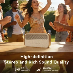 KUANGXIANG K16 Vintage Immersive Speaker Hands-free Calling Speaker Powerful Speaker with Voice Assistant TF Card Playback