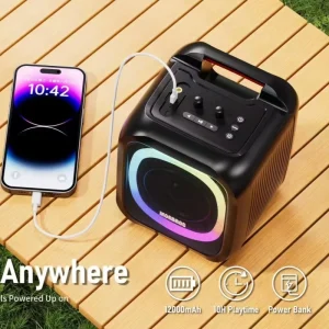 Karabass 7k 5 RGB Lighting Portable Party Speaker with 2 Wireless Microphones 70W Power