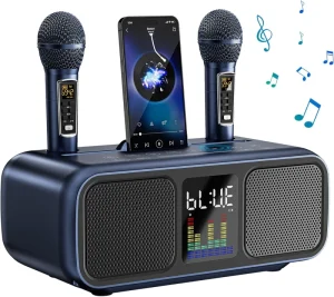 Karaoke Players 2 in 1 Blue Tooth Speakers With Wireless Mic Home Karaoke Speaker Phone Holder for Home Speaker Singing