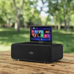 Karaoke Speaker with Screen Touch Control Home Theatre Dual Microphone for 5.3 Voice Control Party Speaker