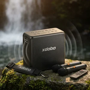 King Max 140W Remote Control Portable Bluetooth Karaoke Speaker with 2 Wireless Mics Deep Bass Stereo Sound