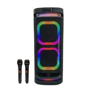 Kts-1991 Karaoke Portable Speaker RGB Light Double 10 Inch Subwoofer Bass Party Speaker USB TF MP3 Partybox Wireless Microphones