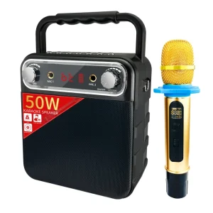 L-1228 50W Portable Outdoor BT Wireless Karaoke Speaker with Two Wireless Microphones for Karaoke