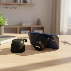 LED Logo Small 5W Rechargeable Music Player Cycling Phone Stand Magnetic Wireless Bluetooth Speaker
