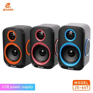 LED RGB Light USB Computer Speakers Stereo Surround Sound Plastic Cabinet Desktop Speakers for PC Laptop Home Office