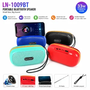 LN 1009BT Mini Portable Speaker with Phone Holder Telescopic Antenna FM Radio Pocket Wireless Soundbox
