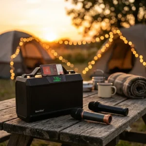LN5216Mic Solar Power Speaker Wireless Soundbar with Telescopic Antenna Radio Outdoor Travel Audio