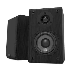 LONPOO LP-42 Bookshelf Speaker 4-inch Carbon Fiber Woofer 0.75-inch Silk Dome Tweeter Black Pair 60Hz-20KHz Frequency Response
