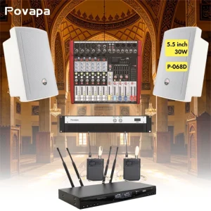 Large Mosque Audio System High Power Amplifier Wall Speakers Wireless Waist Style Mic For Friday Prayer Jummah Congregation