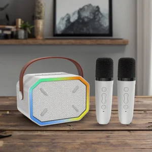 Led Mini Turtle Box Portable Mini Karaoke Speaker With 2 Wireless Micr for Bicycles Children Waterproof Big Size Super Bass