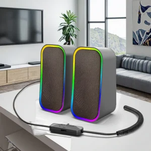 Limited-Time Deals Best Selling 2..0 PC Speaker Indoor Laptop Speaker Fashion Gaming Bookshelf Speaker with Heavy Bass Sound