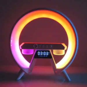 Lonvel Alarm Clock Wireless Charger with Speaker BT G80 Colorful Night Light Wireless Mobile Phone Charger for Phone