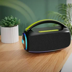 Loud Waterproof Plastic Boom Boxes RGB Rainbow Light Portable Speaker Subwoofer TWS Audio AUX TF FM Outdoor Party