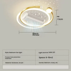 Luxury Acrylic Chandelier Ceiling Fan Hugger LED AC Motor 6-Speed 3 Color Modes Smart Remote Agi32 Layout Quiet Operation