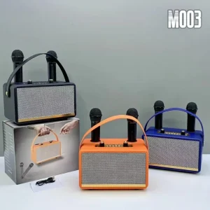 M003 Portable Karaoke Machine 2 Microphones Built in Mic BT 5.3 Rechargeable Battery 30W Output for Parties Gatherings