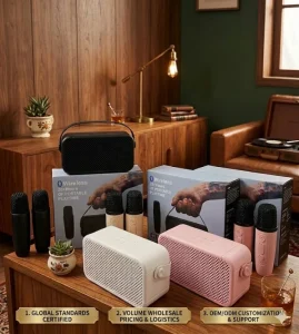 M33 Mini Karaoke Speaker with 2 Microphones Portable Bluetooth Speaker Wireless Home KTV Party Soundbox System