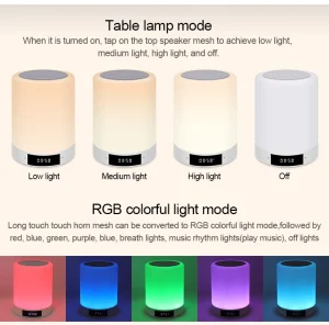 M6 Portable Wireless Speaker Night Light RGB Color Changing Table Lamp With FM Radio Alarm Clock USB Charging