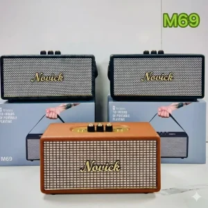 M69 Vintage Wireless Fabric Speaker 4 Inch Subwoofer Leather Cabinet with Phone Holder 10H Playtime Support OEM