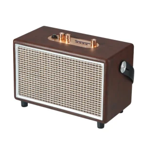 M7 Retro Classic Wooden Handle Bookshelf Speaker 16W Wireless Waterproof Built in Mic & Display Party & Outdoor Use