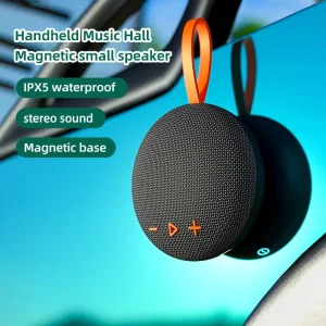 Magnetic Wireless Speaker for Stereo Sound 6W IPX4 Waterproof Metal Portable Speaker 600mAh Battery Handle Stage Home Computer