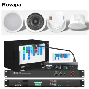 Mall Full Set PA Broadcast Audio System Commercial Ceiling Speaker 8 Inch 40W Amplifier Server Microphone Public Address Sound