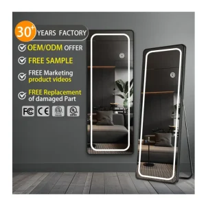 Manufactory Touch Smart Floor Mirror With Light for Bedroom LED Full Body Mirror Bathroom Stand Full Length Mirror for Apartment