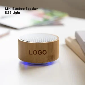 Mini Bamboo Music Player FM Radio Rechargeable RGB LED Light 3W Powered Portable Wireless Bluetooths BT Speaker