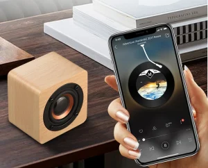 Mini Bamboo Wooden Stereo Speaker for Smartphones and Computers