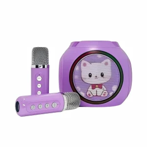 Mini Karaoke Machine Portable Bluetooth Karaoke Speaker with 2 Wireless Microphones and Party Lights for Kids and Adults