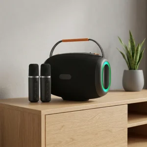 Mini Portable Karaoke Wireless Speaker with 2 Microphones Home Outdoor Speaker
