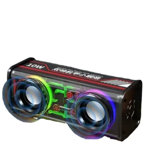 Mini Portable Wireless RGB LED Lighting Speaker Blue Subwoofer Metal Bass for Outdoor Mobile Phone Computer Use Supports AUX