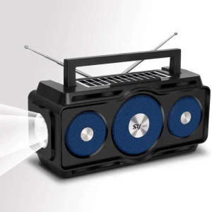 Mini Solar Rechargeable Flashlight with Wireless Bluetooth Speaker Bass FM Radio Outdoor Speaker