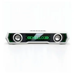 Mini Soundbar with Dancing Lighting Screen Gaming Desktop Speaker Memory Card Support Battery Powered 2x8W