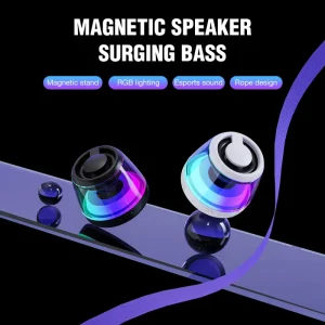 Mini Surging Bass Magnetic Wireless Speaker with RGB Led Light Portable Outdoor Speaker for Gift