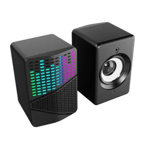 Mini USB 3.5mm Wired Audio Player Black RGB Gaming Speakers RGB Lighting for Home Music Computer Gaming