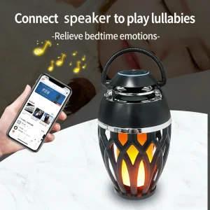Mini Wireless Mesh Flame Speaker 2.4G Dual Module V5.5 RGB LED Rechargeable Battery IPX6 Waterproof