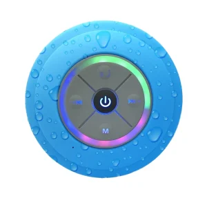 Mini Wireless Shower Speaker Waterproof Colorful LED Lights Suction Cup Portable DC Operated