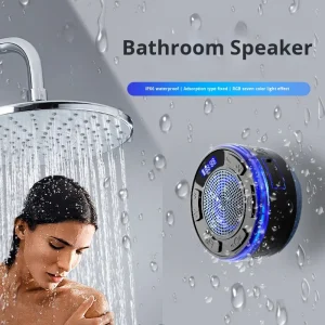 Mini Wireless Speaker Battery Woofer RGB LED Lighting 5W Waterproof Large Suction Cup for Home Outdoor